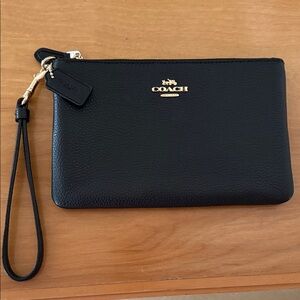Coach black leather wristlet
